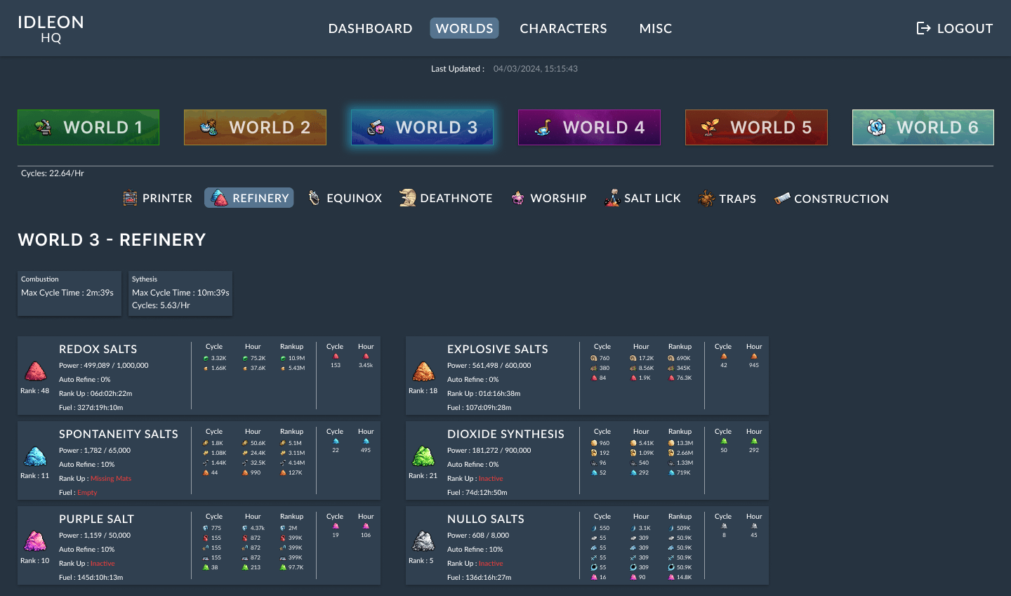 Design frame of the refinery skill for world 3